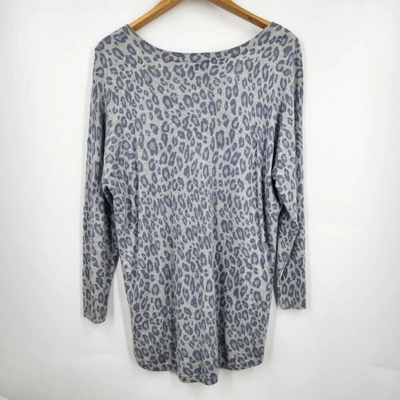 Joie Women's Cheetah Print Pullover Wool Cashmere V-Neck 3/4 Sleeve Sweater SZ L - Picture 2 of 8